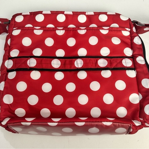 LUG Happy Camper Crimson Large Dot Crossbody Red Polka Dot Shoulder Bag Travel - Picture 5 of 15